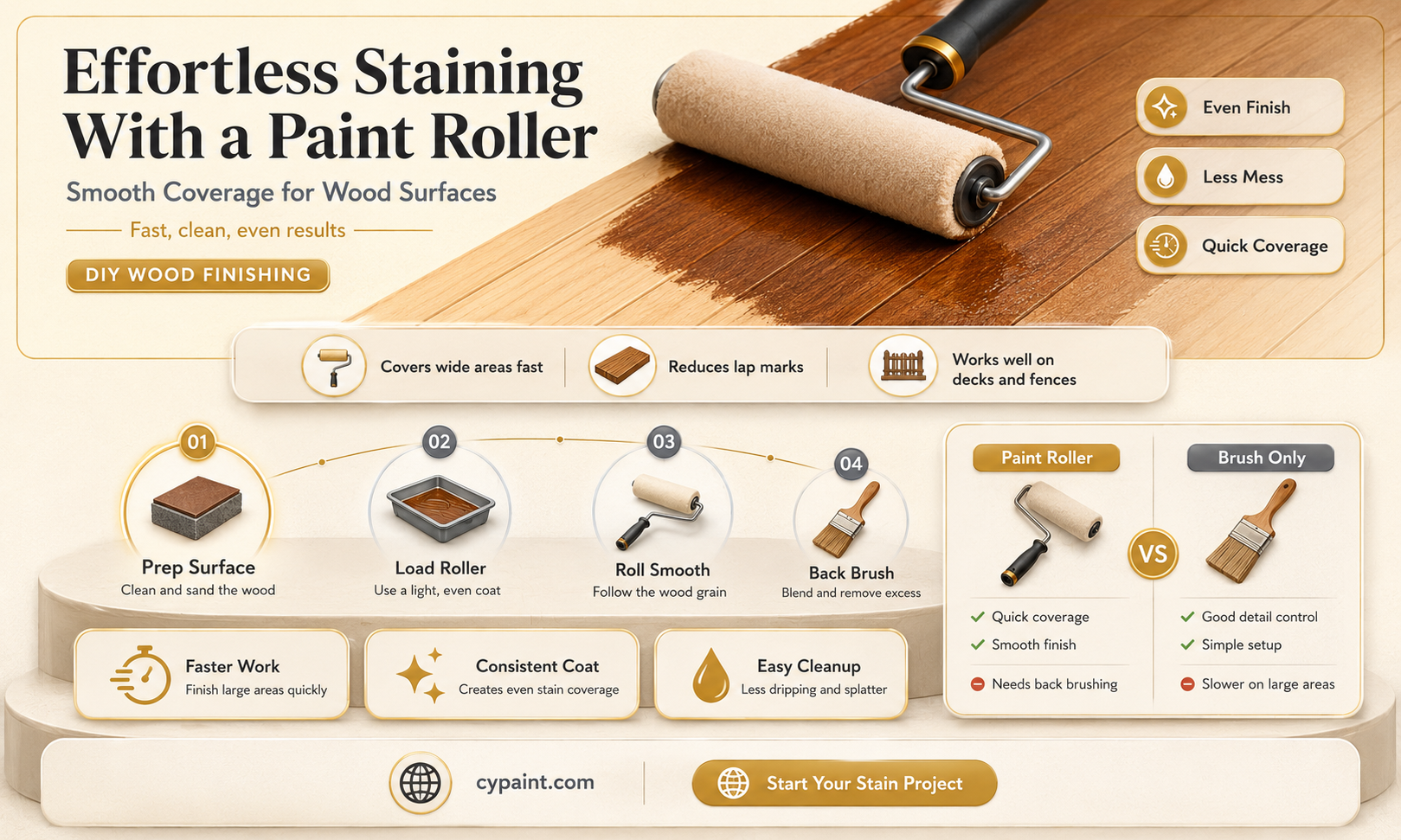 can you apply stain with a paint roller