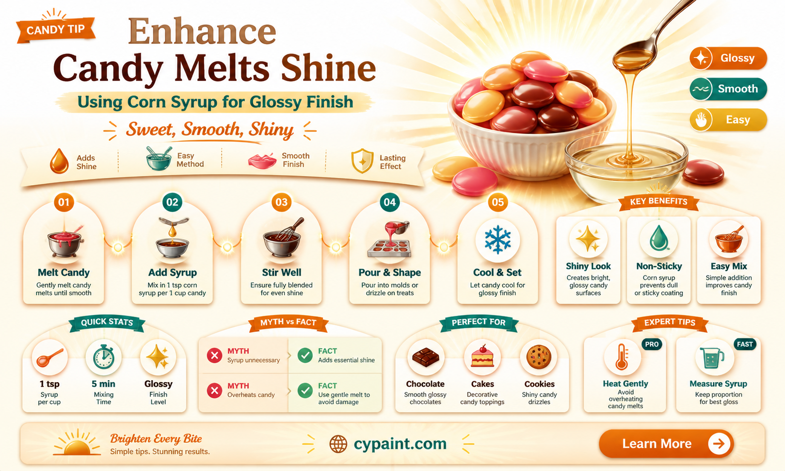 can i paint corn syrup on candy melts for shine