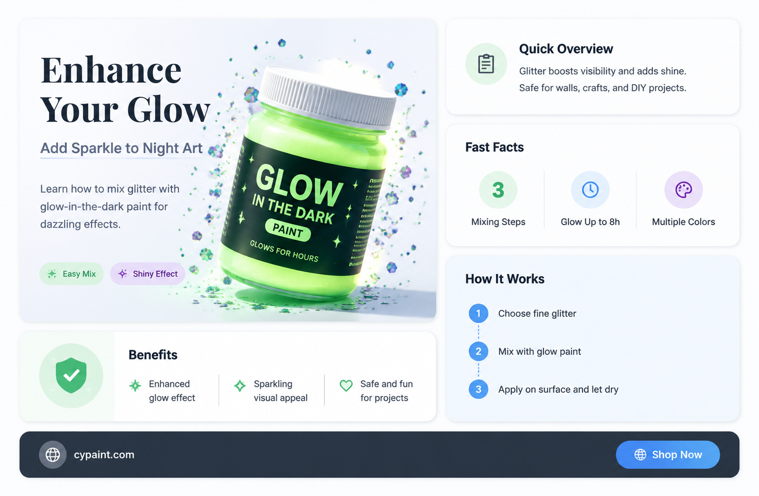 can you add glitter to glow in the dark paint