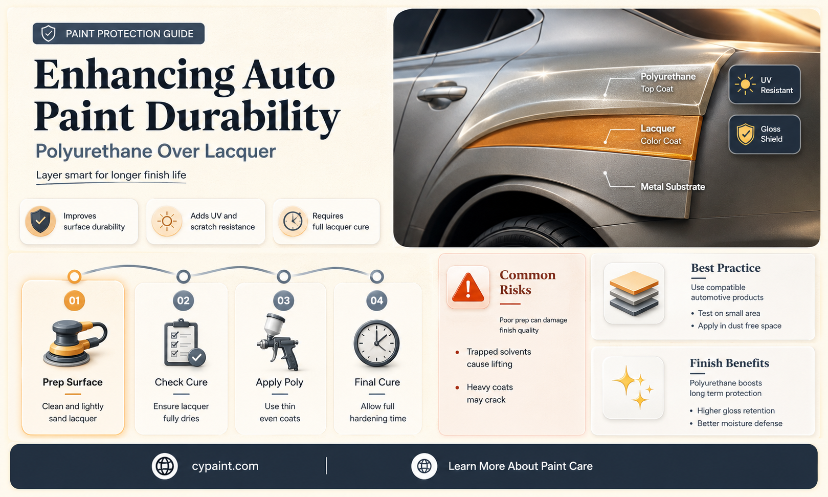 can you apply polyurethane over lacquer auto paint