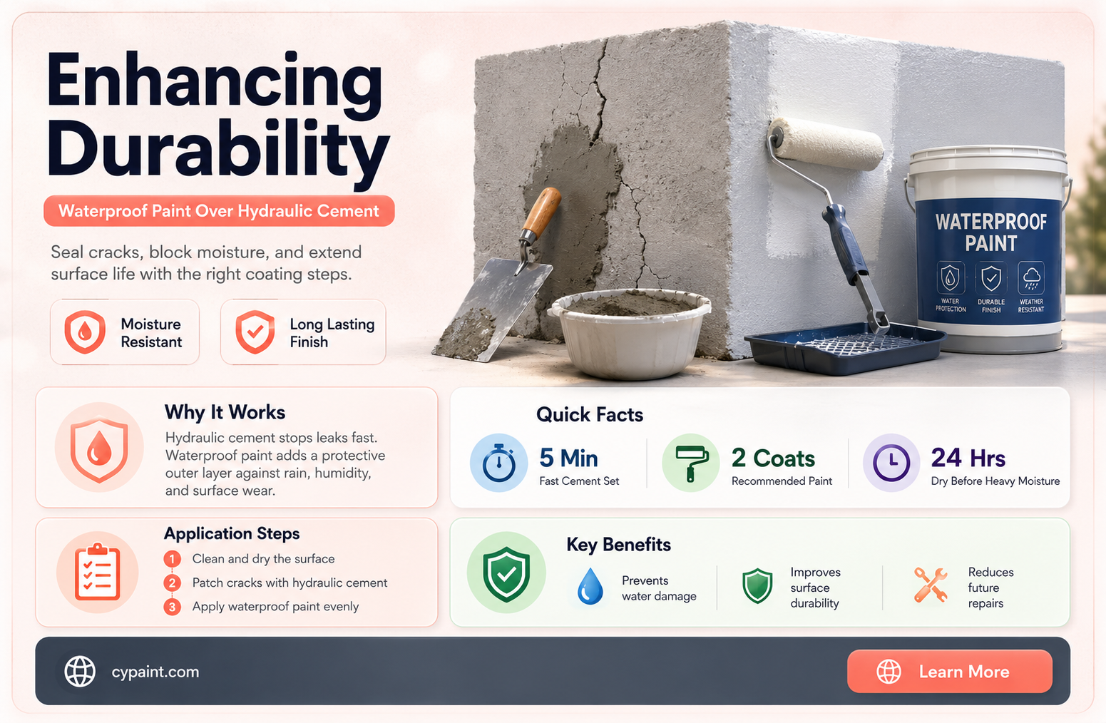 can you apply waterproof paint over hydraulic cement