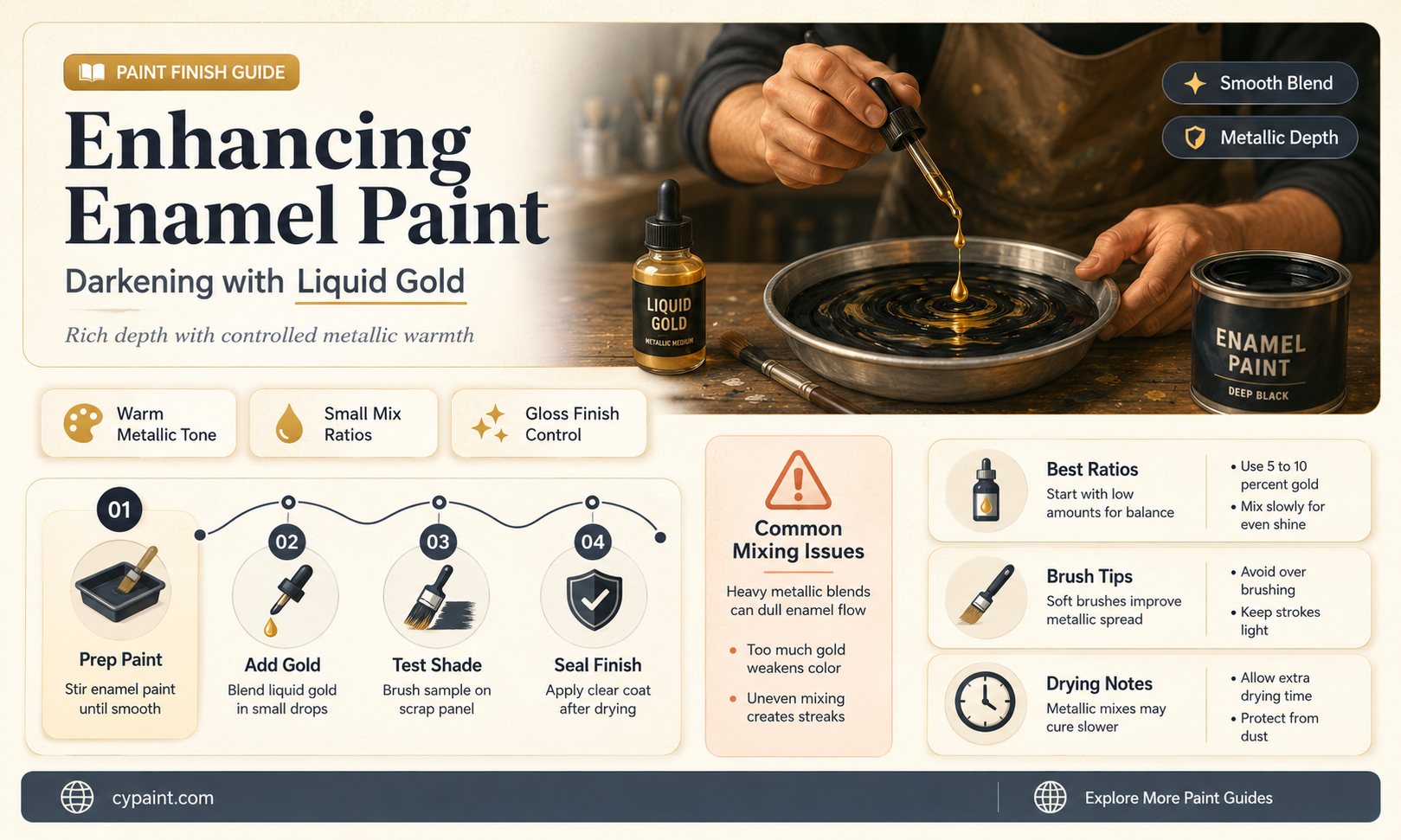 can you darken enamel paint with liquid gold