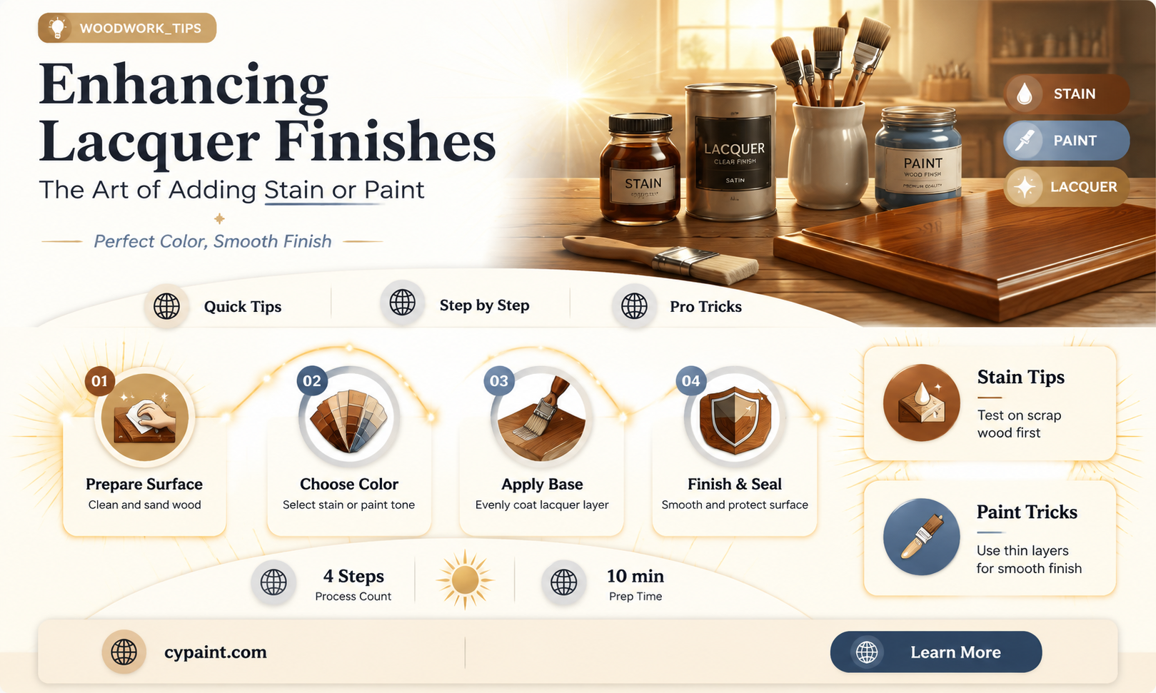 can you add stain or paint to lacquer