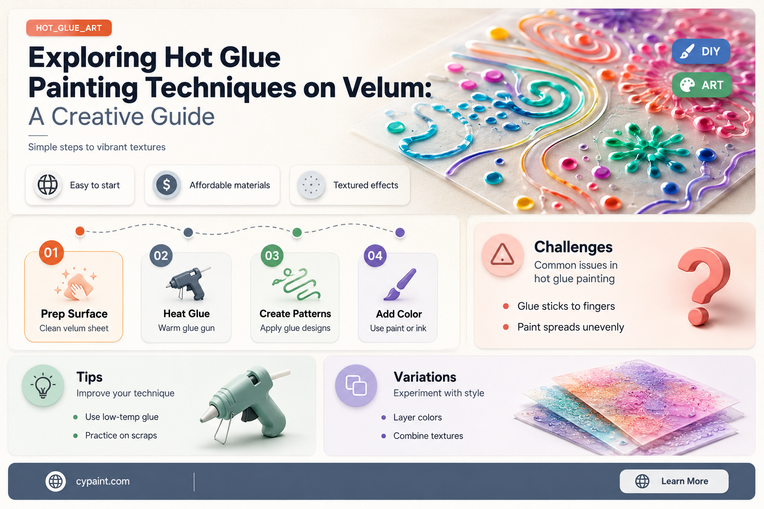 can you do hot glue painting on velumn