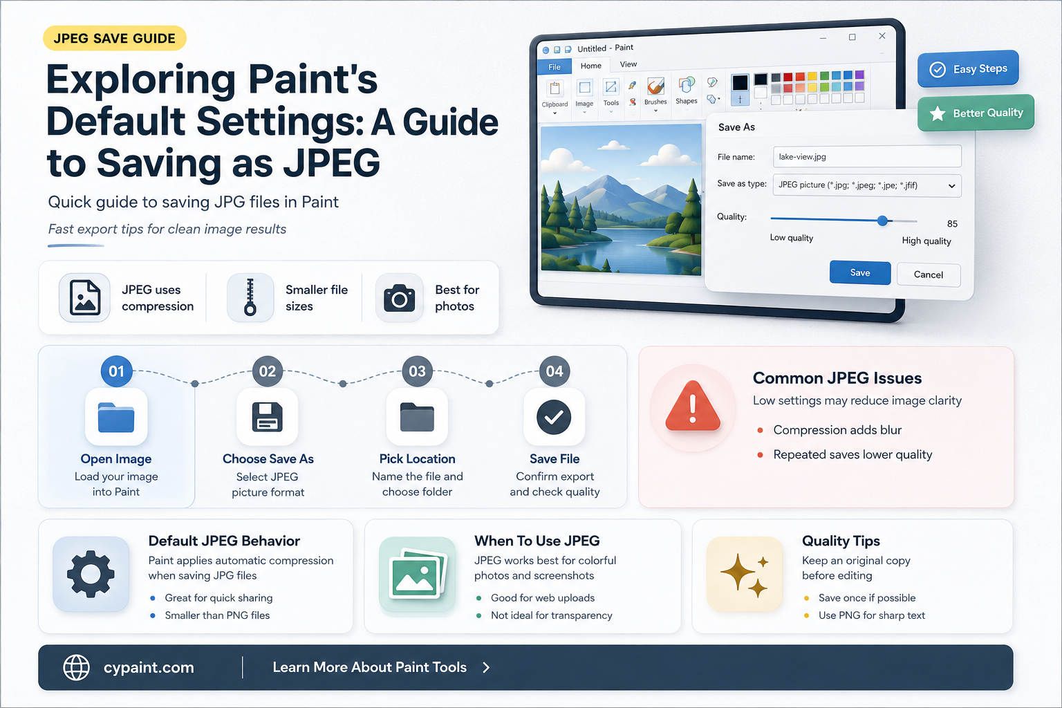 can you default paint to save as jpeg