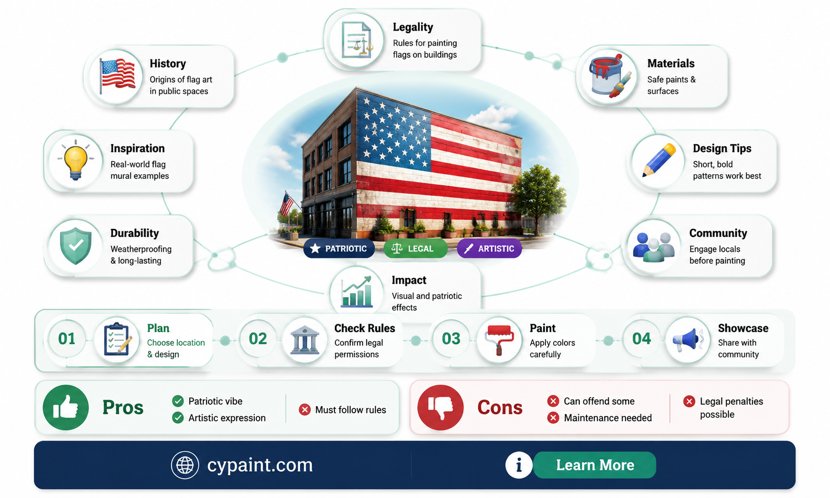 can the american flag be painted on buildings