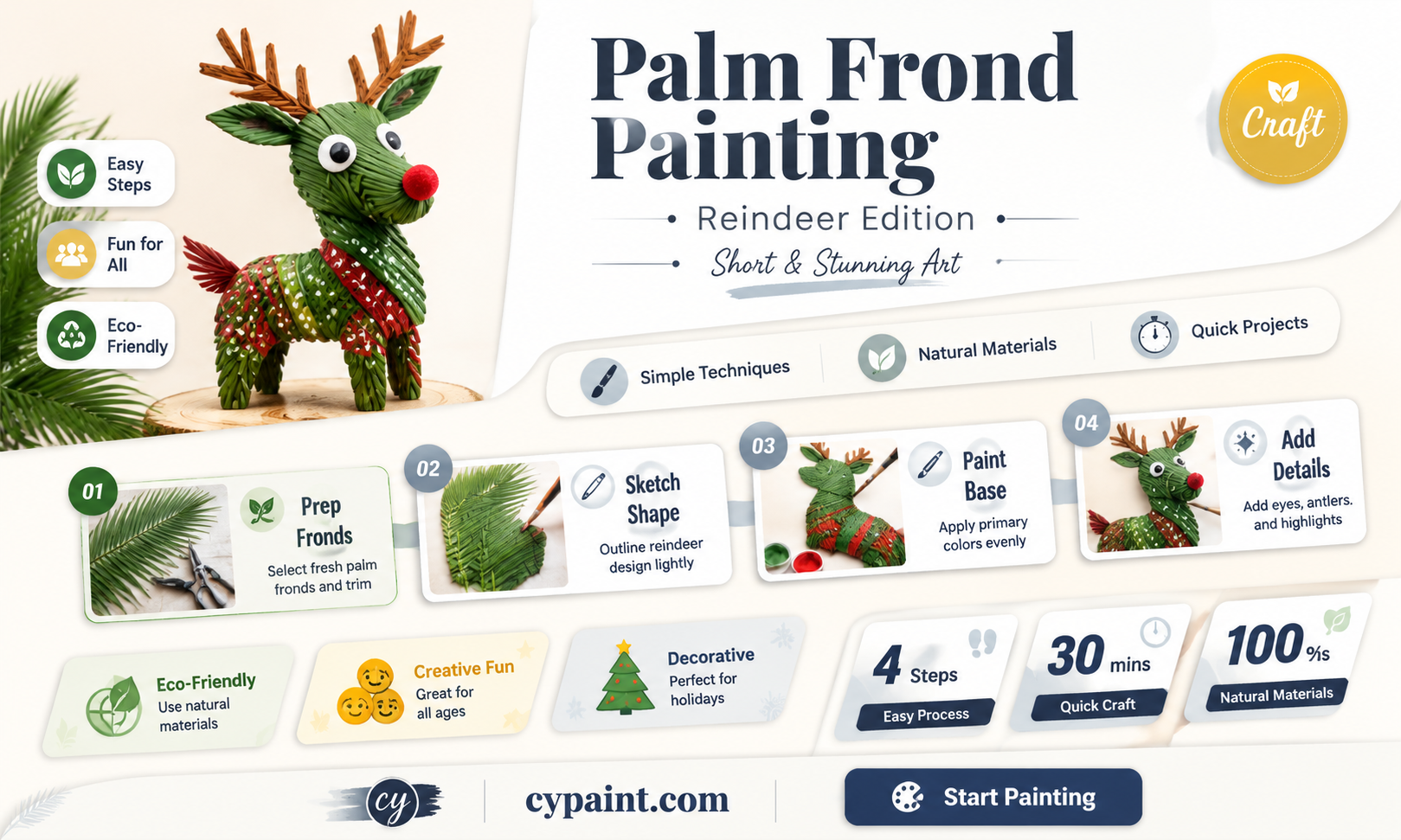 can reindeer palm fronds be broken to paint