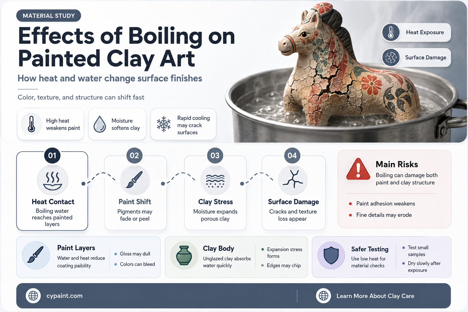 can you boil clay that has been painted