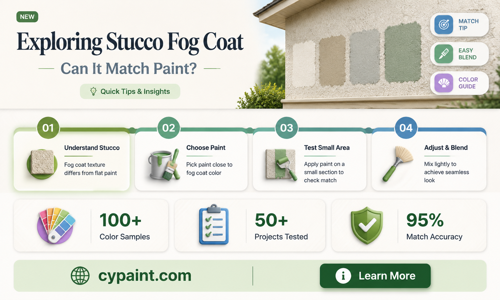 can stucco fog coat be matched to paint