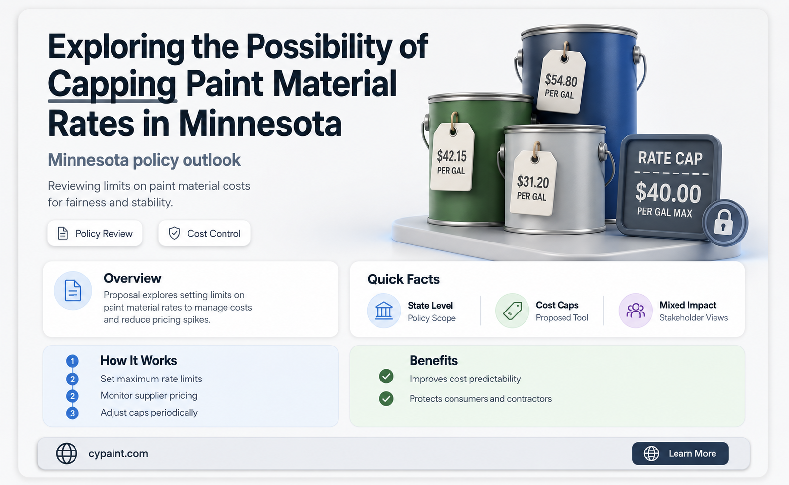can you cap paint mterial rates in minnesota