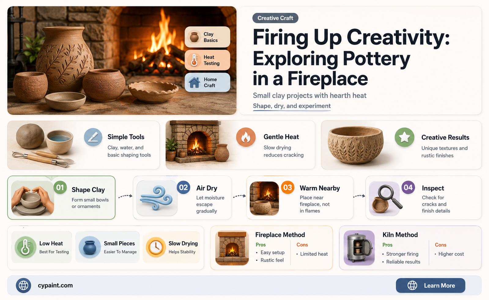 can you fire painted pottery in a fireplace