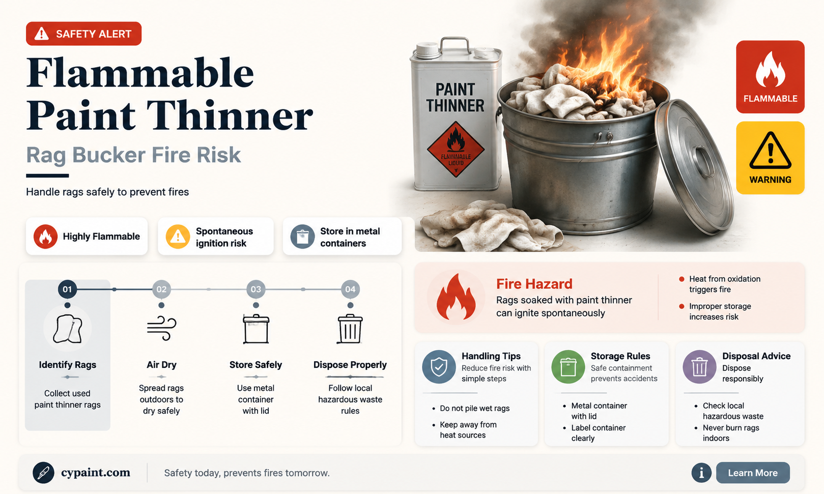 can paint thinner and rag bucker catch on fire