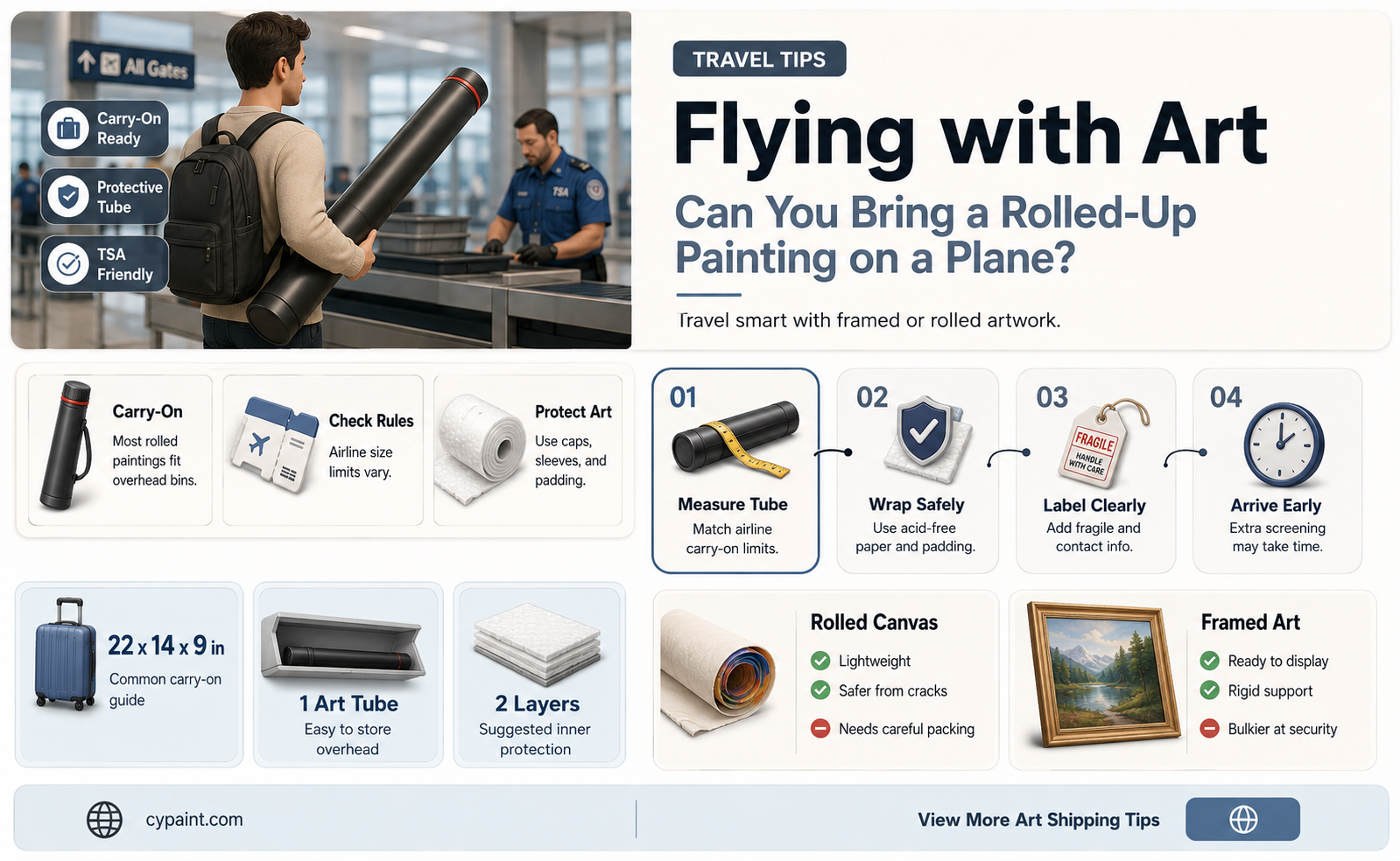 can you bring a rolled up painting on a plane