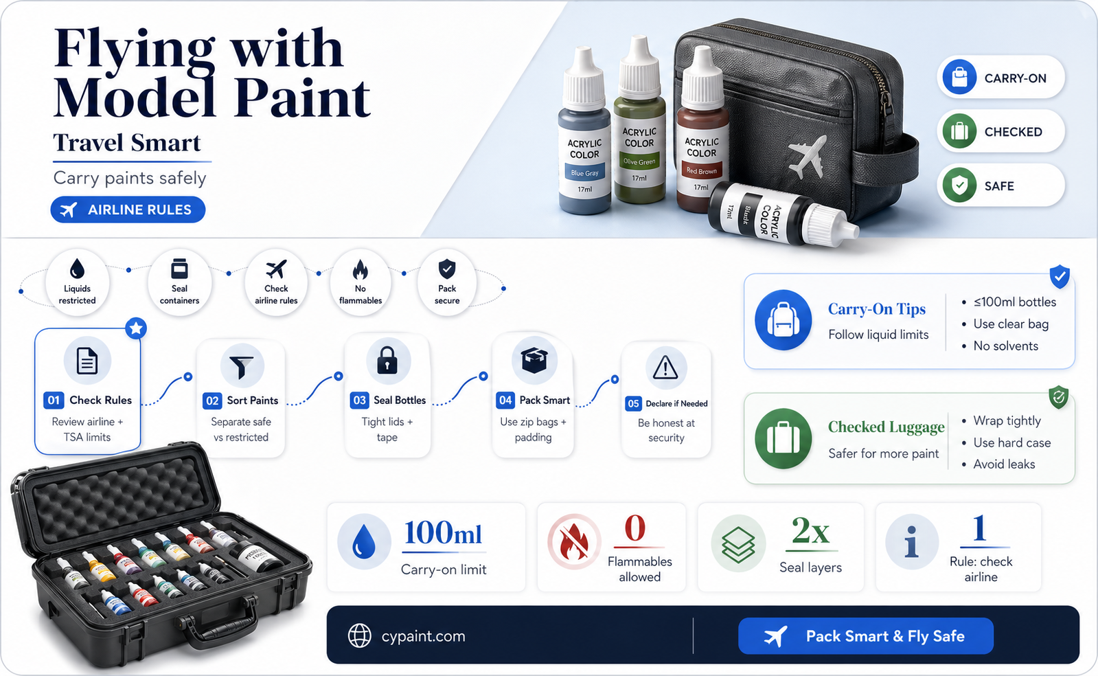 can i fly with model paint in my luggage