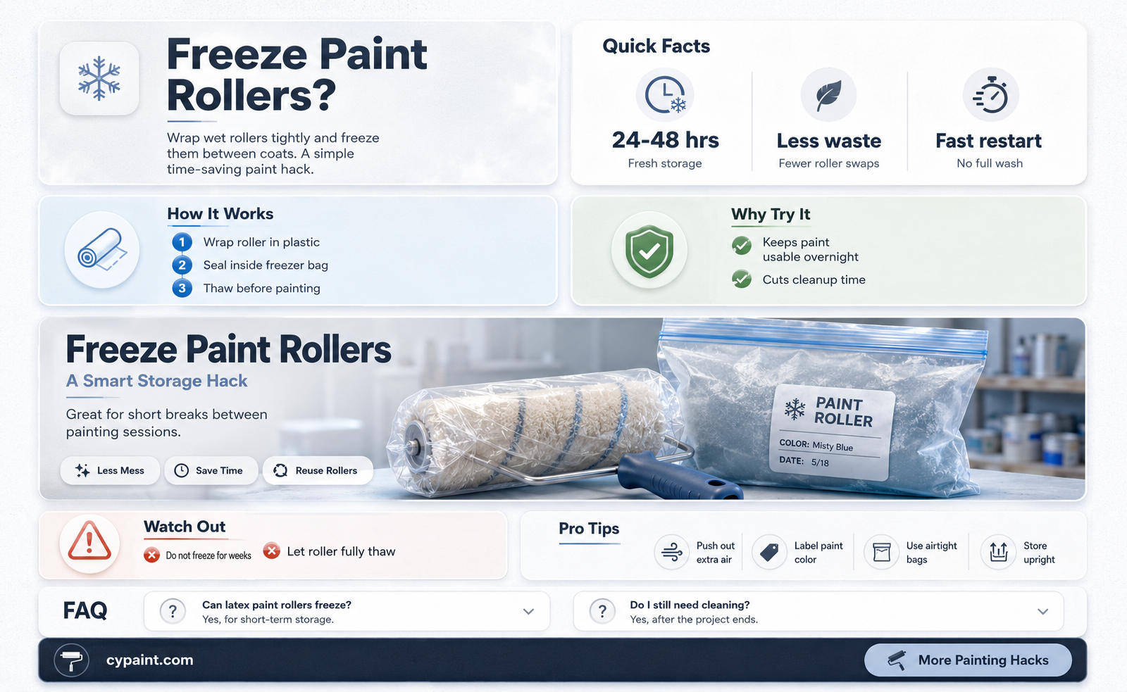 can i put my paint roller in the freezer