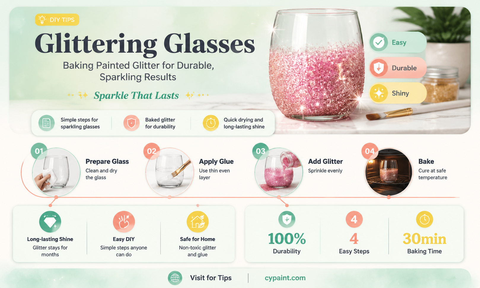 can you add glitter to painted glasses snd bake them