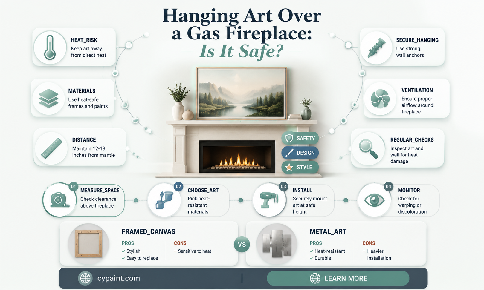 can you hang a painting over a gas fireplace