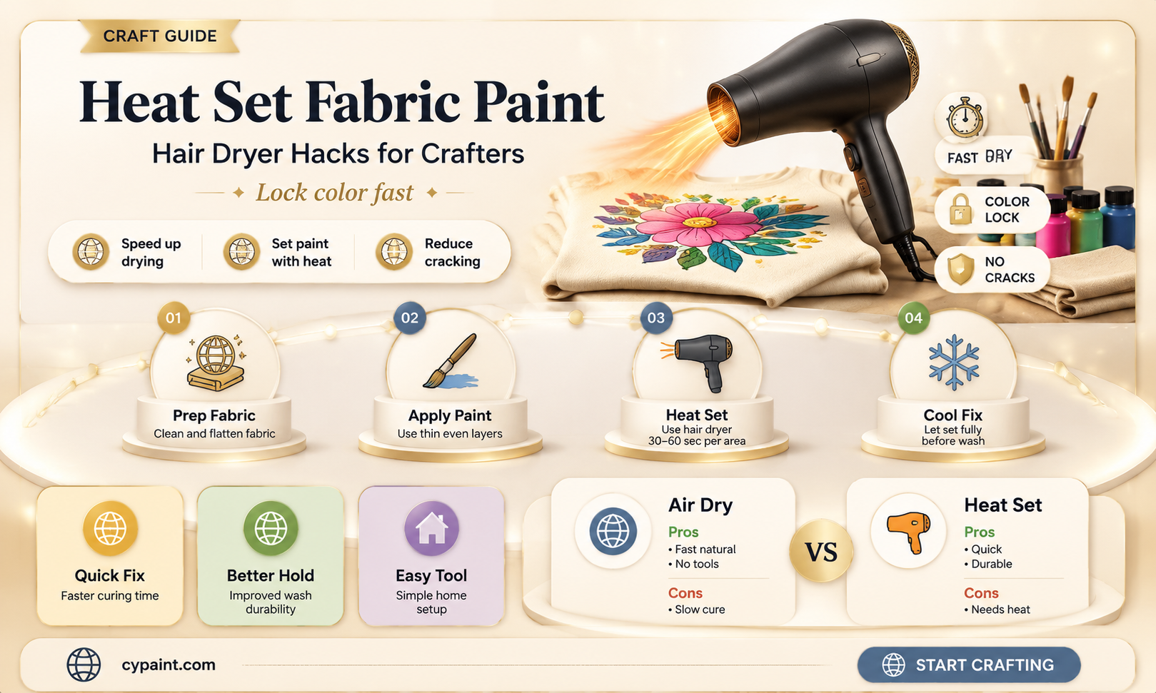 can you heat set fabric paint with a hair dryer