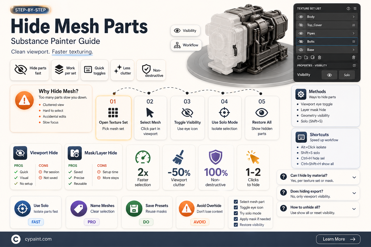 can i hide part of a mesh in substance painter