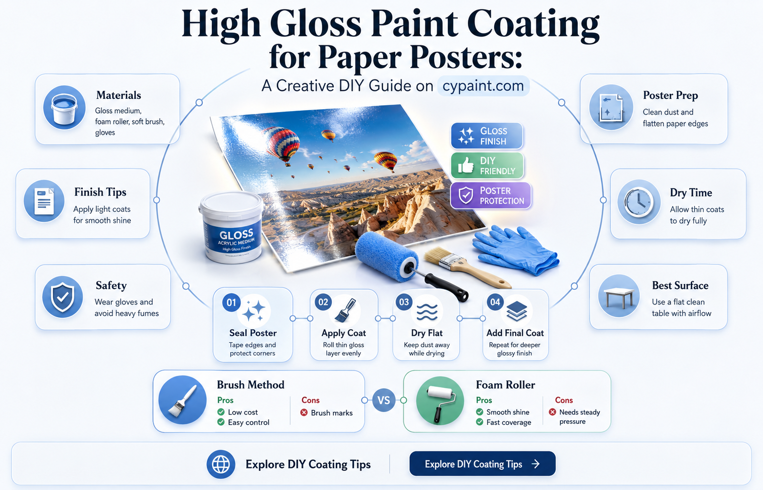 can you coat a paper poster with high gloss paint