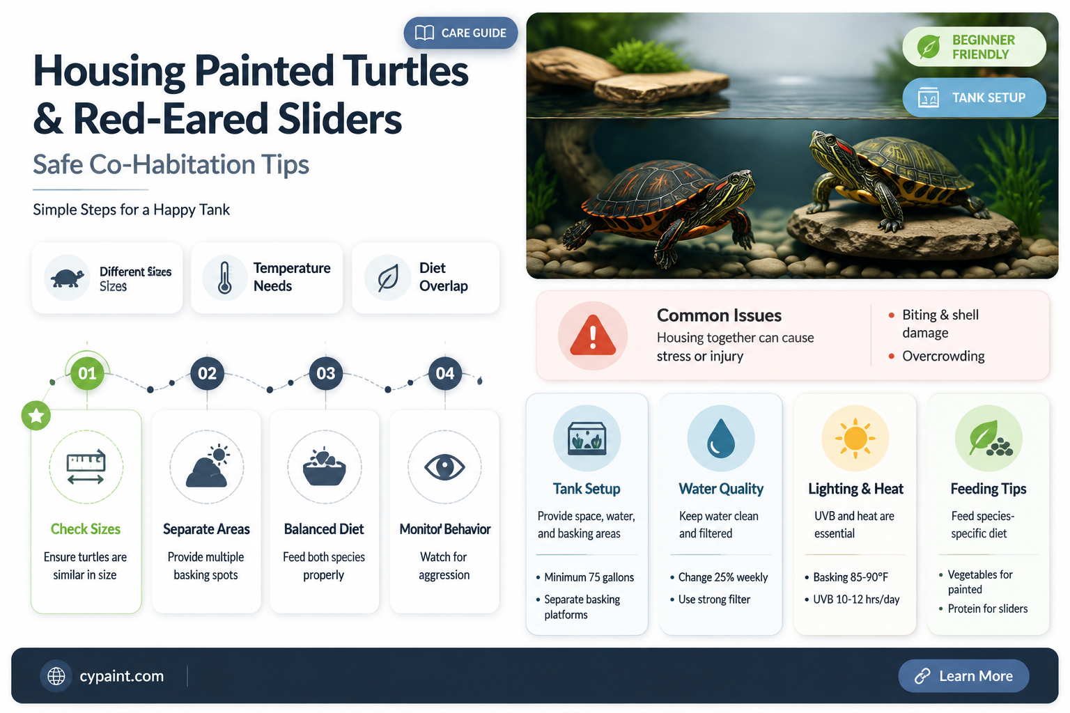 can painted turtles and red eared sliders live together