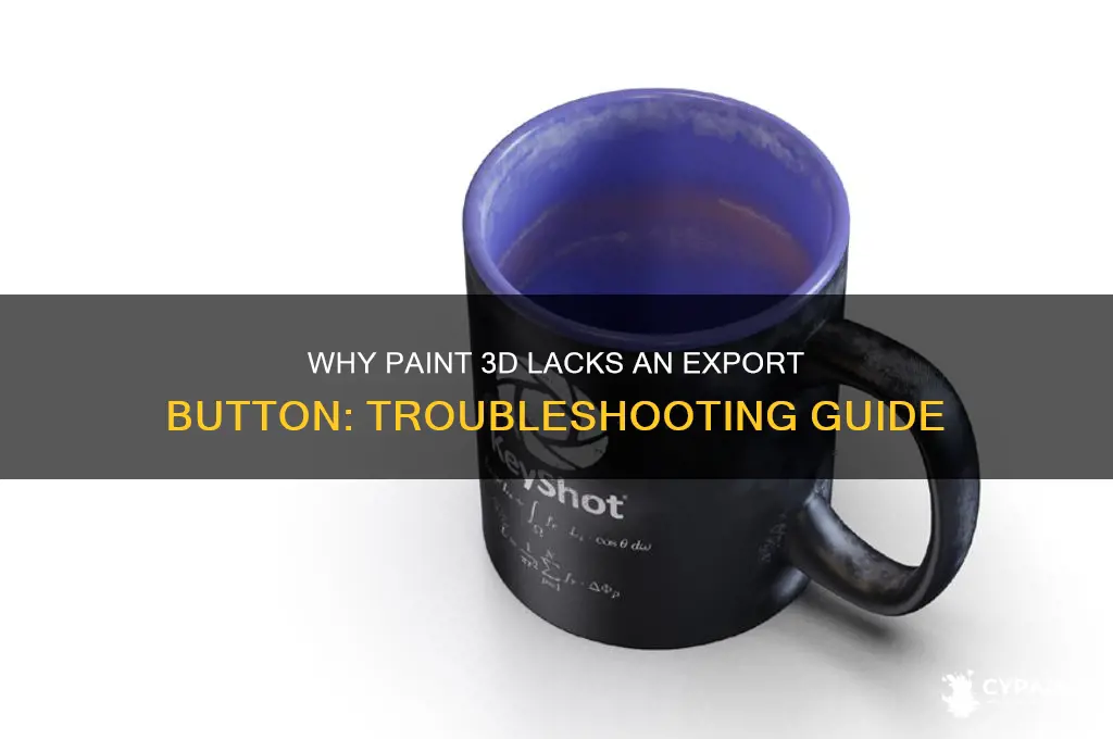how come my paint 3d doesnt have an export button