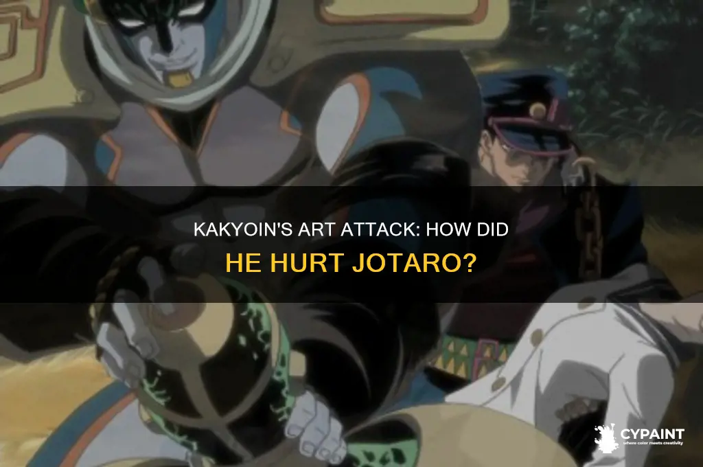 how did kakyoin hurt jotaro with a painting