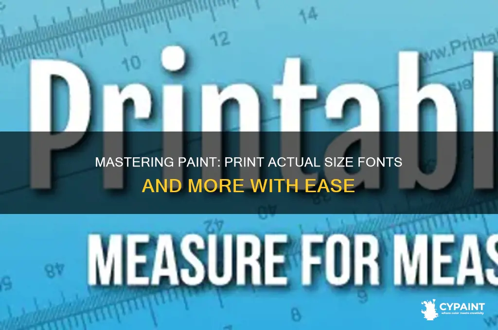 how do i print actual size font etc with paint