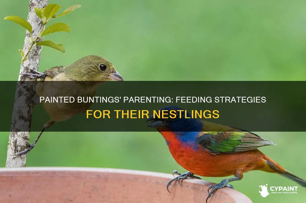 how do painted buntings feed their young