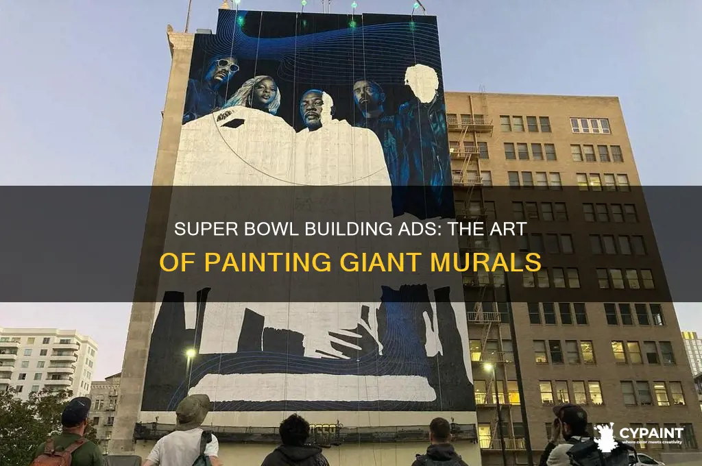 how do they paint the side of buildings ad superbowl