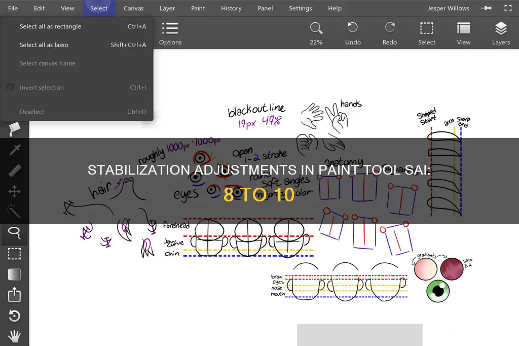 how do you change stabilization in paint tool sai