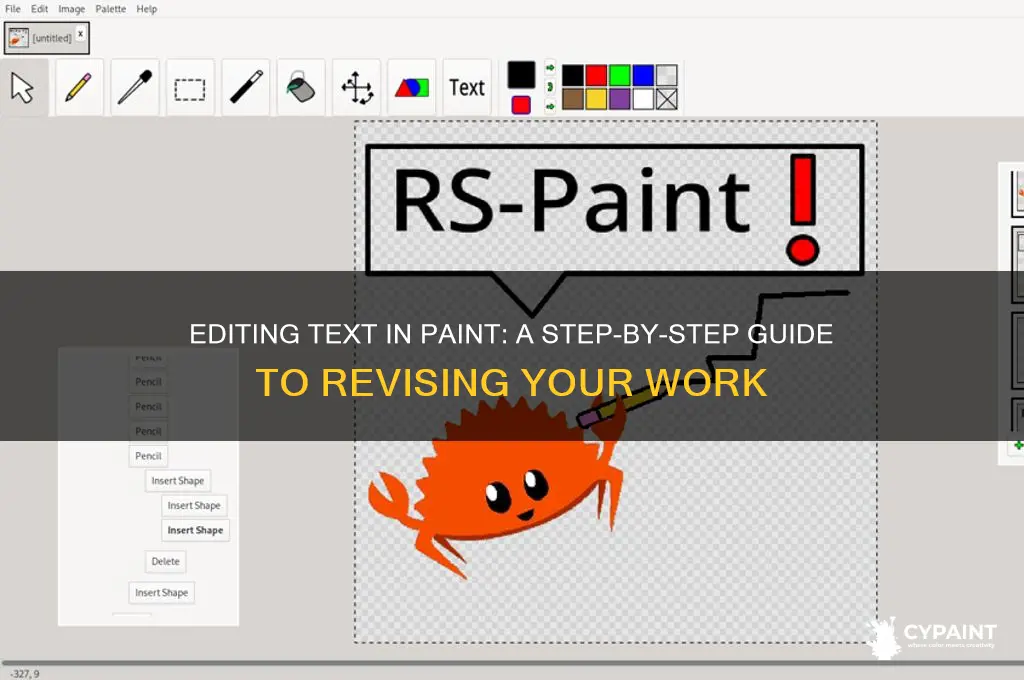 how do you go back and edit text in paint