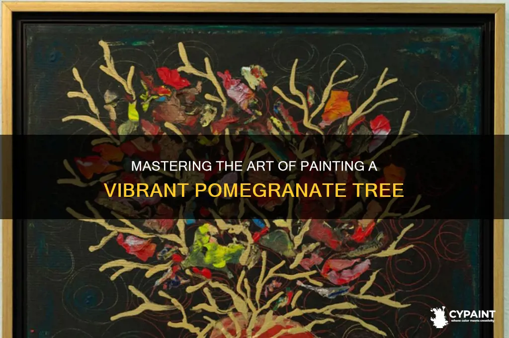 how do you paint a picure of a pomegrante tree