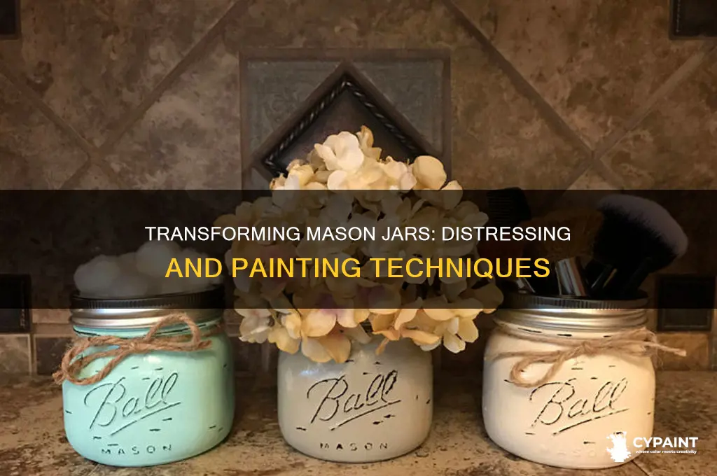 how do you paint and distress mason jars