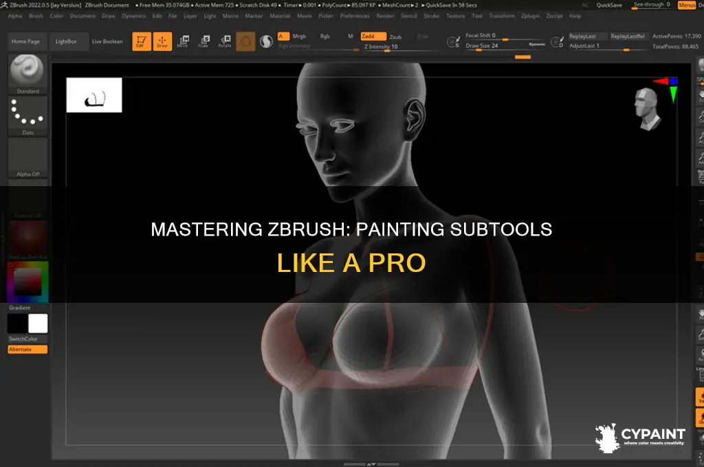 how do you paint subtools created in zbrush