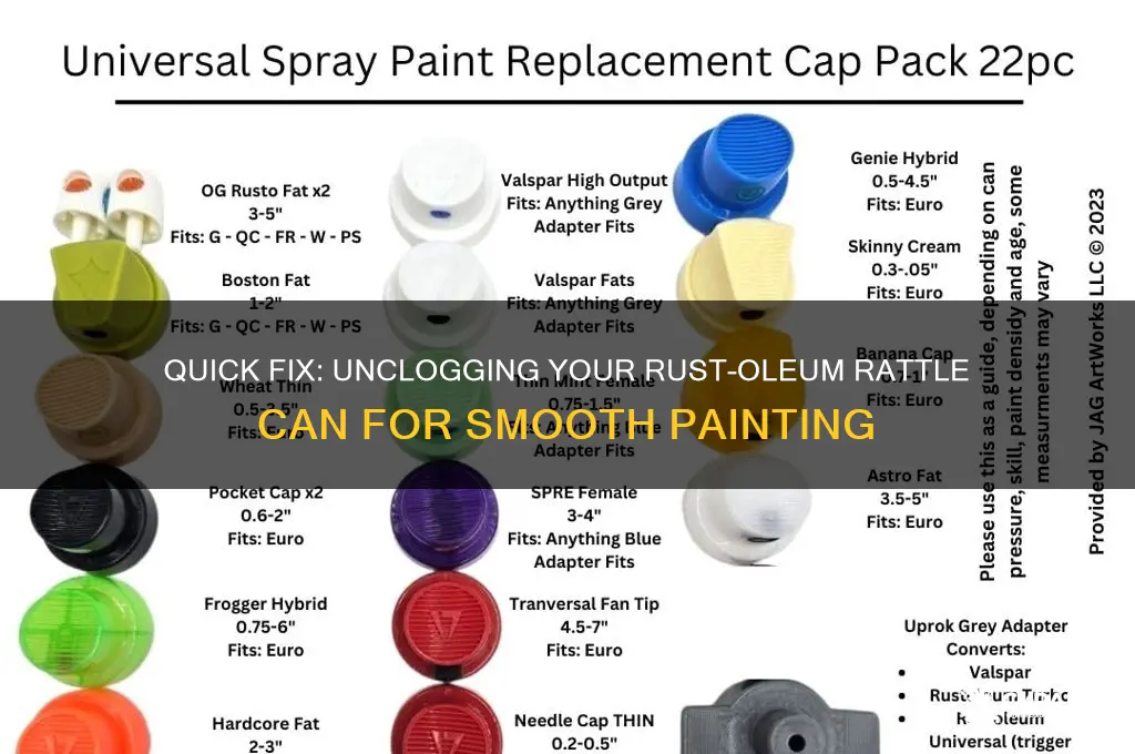 how do you unclog a paint rust-oleum rattle can