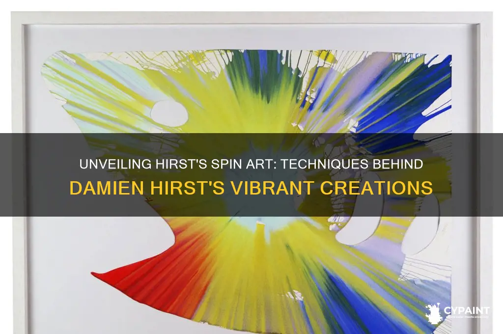 how does damien hirst create his spin paintings