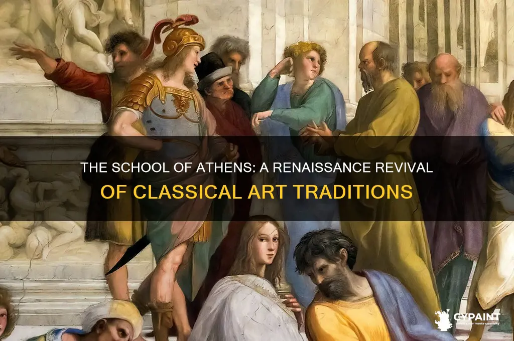 how does the school of athens reference earlier painting traditions