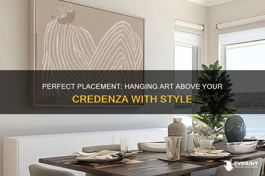 how far above credenza should painting be hung