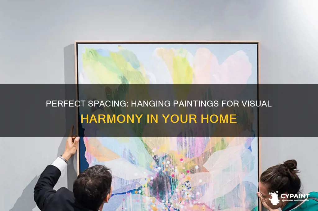 how far apart should paintings be hung