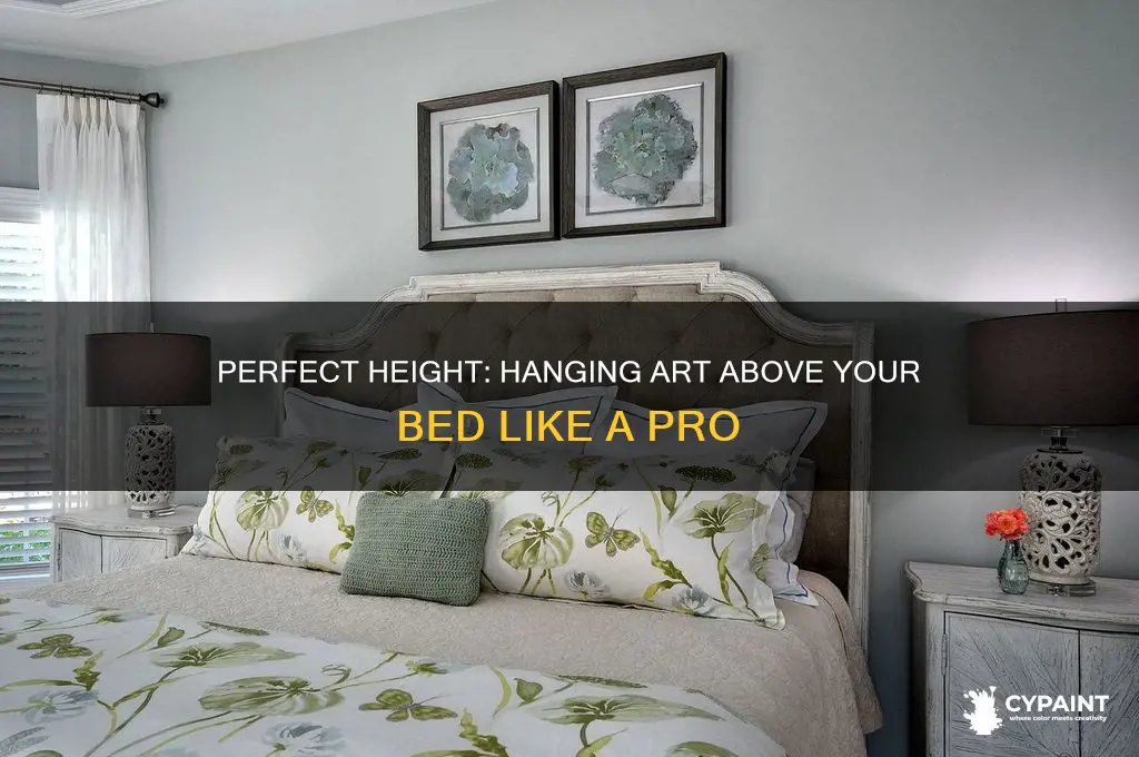 how high above bed to hang painting