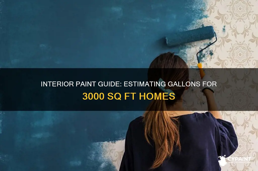 how many gallons for interior paint for 3000 sq ft