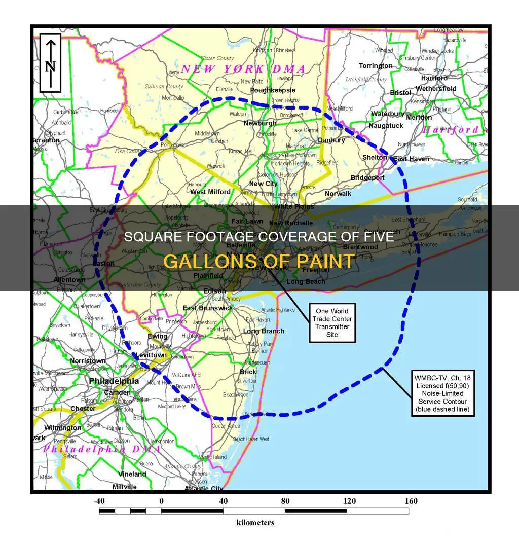 how many square feet in 5 gallons of paint