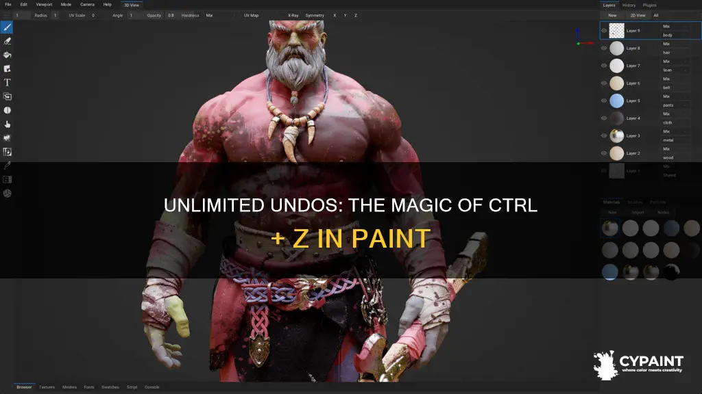 how many times can you ctrl z in paint