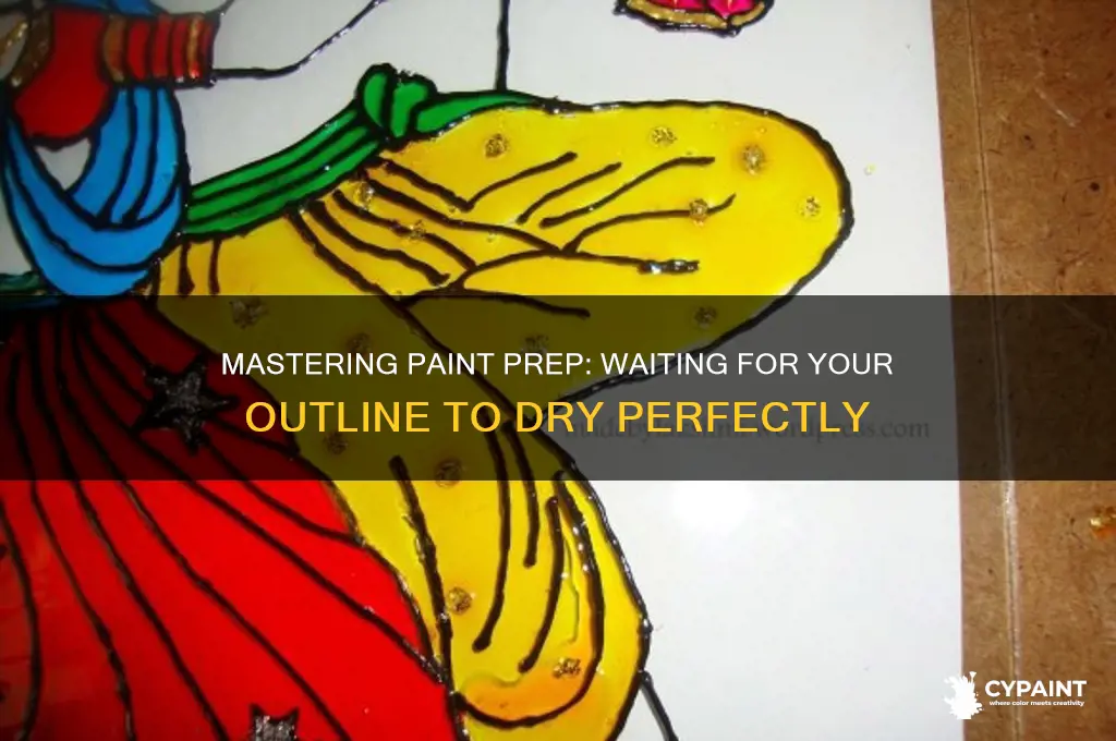 how should you wait for outline to dry before painting