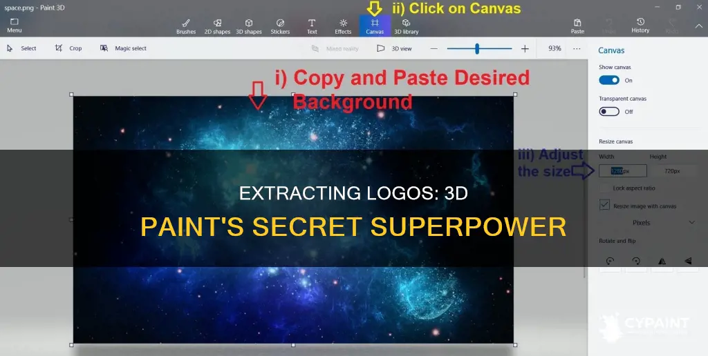how ti save just the logo in 3d paint
