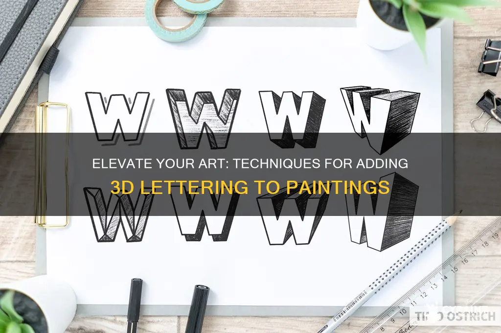 how to add 3 dimensional words to a painting letters