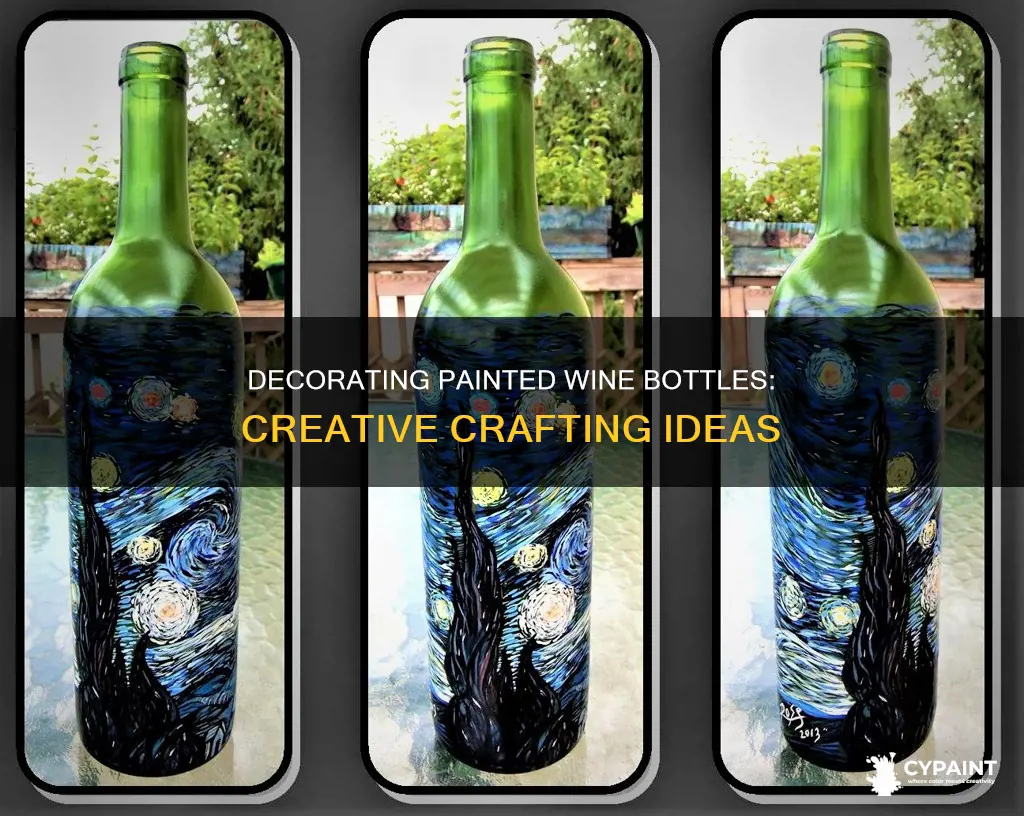 how to add decorate on a painted wine bottle