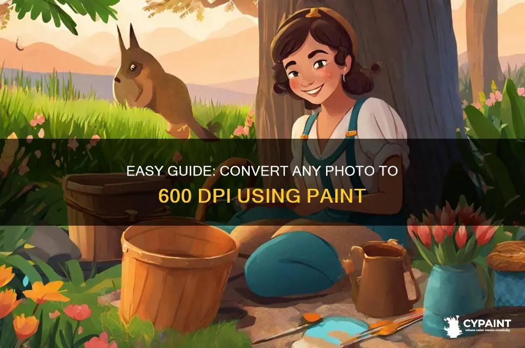 how to change a photo into 600 dpi in paint
