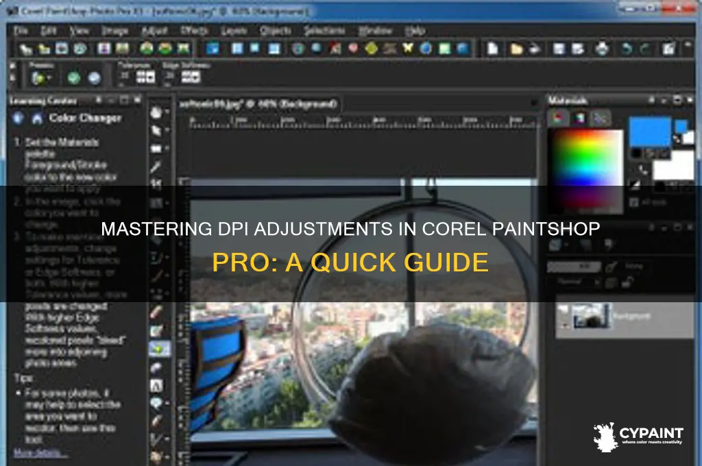 how to change dpi in corel paint shop